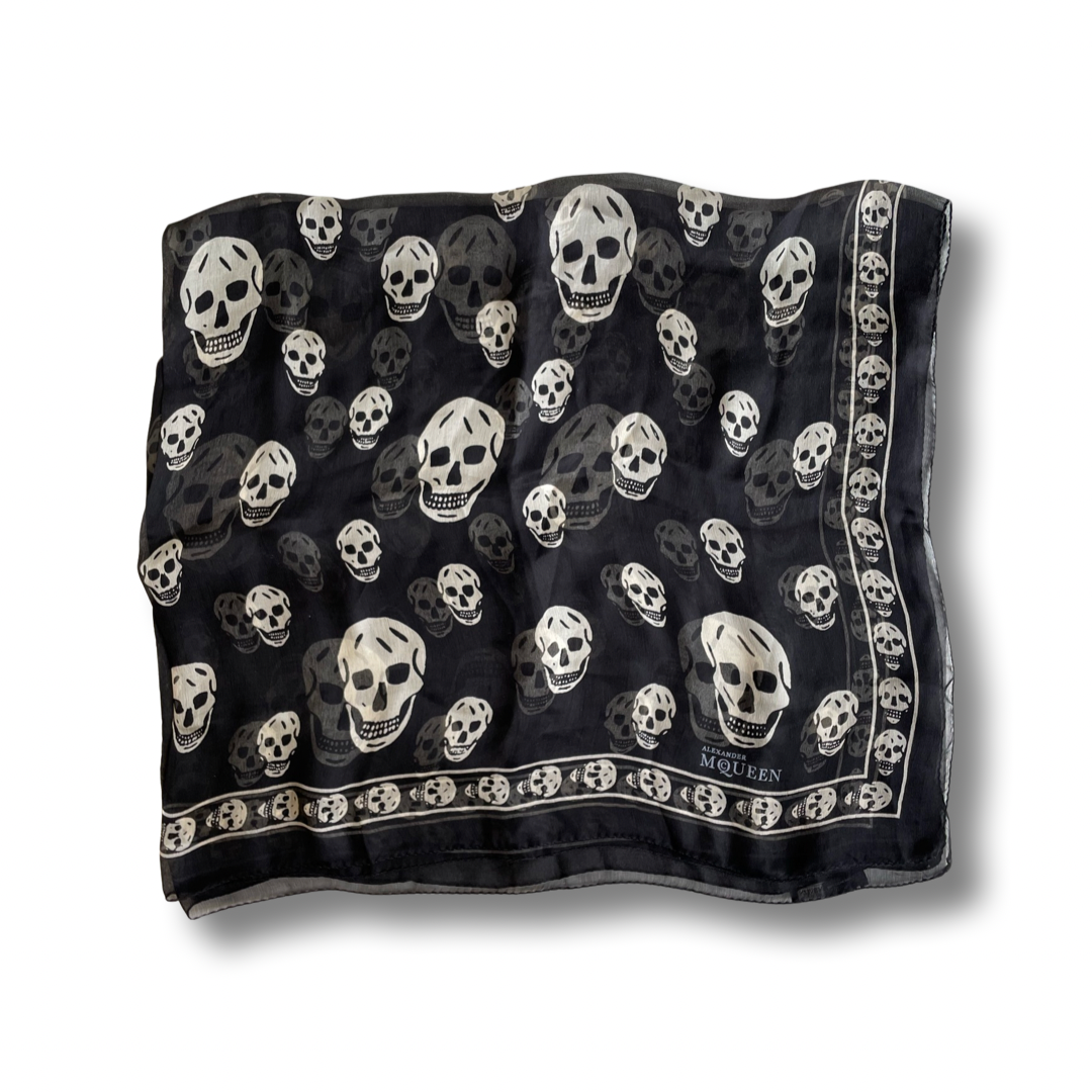 Alexander McQueen Black Silk Skull Scarf