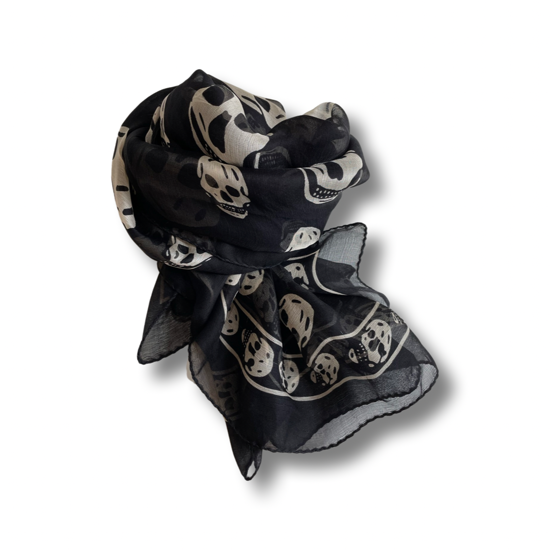 Alexander McQueen Black Silk Skull Scarf