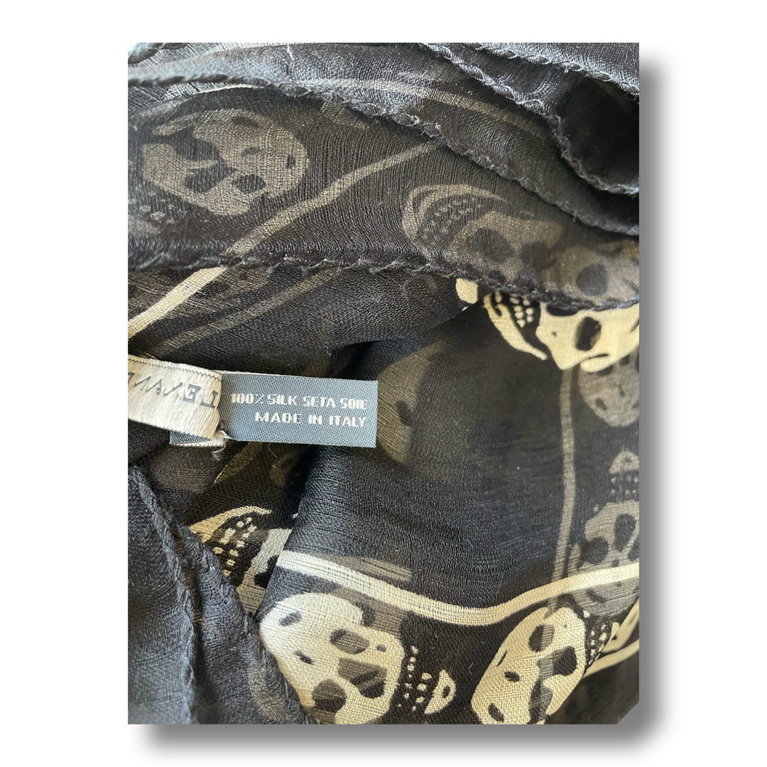 Alexander McQueen Black Silk Skull Scarf