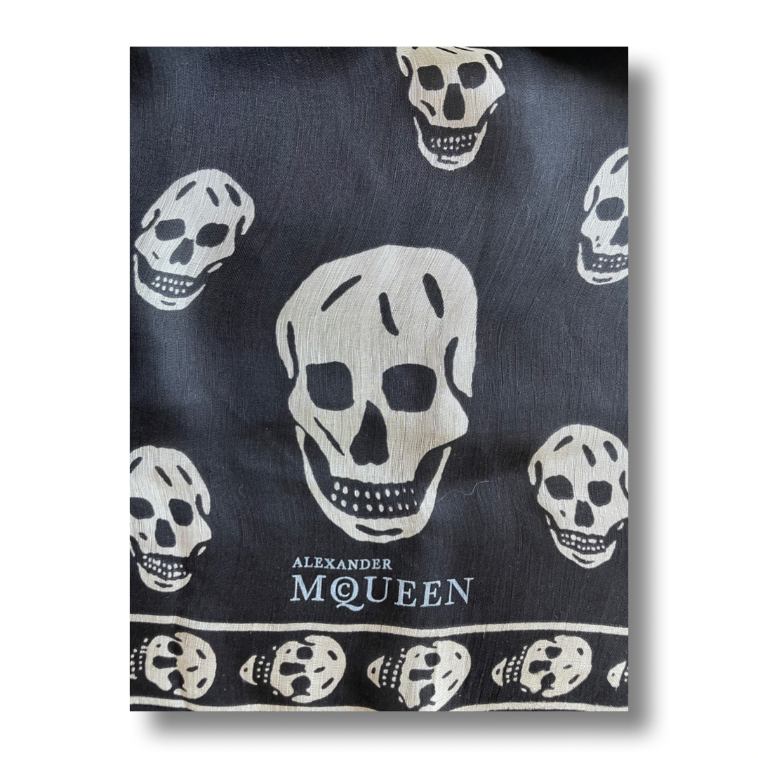 Alexander McQueen Black /white Skull silk Scarf 